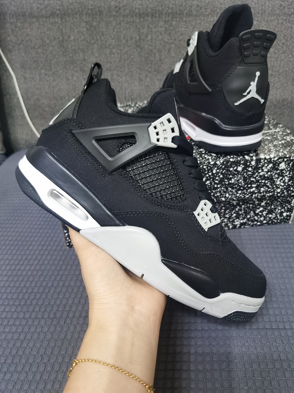 Women's Running weapon Air Jordan 4 'Black Canvas' Shoes 049 Women's Running weapon Air Jordan 4 'Black Canvas' Shoes 049